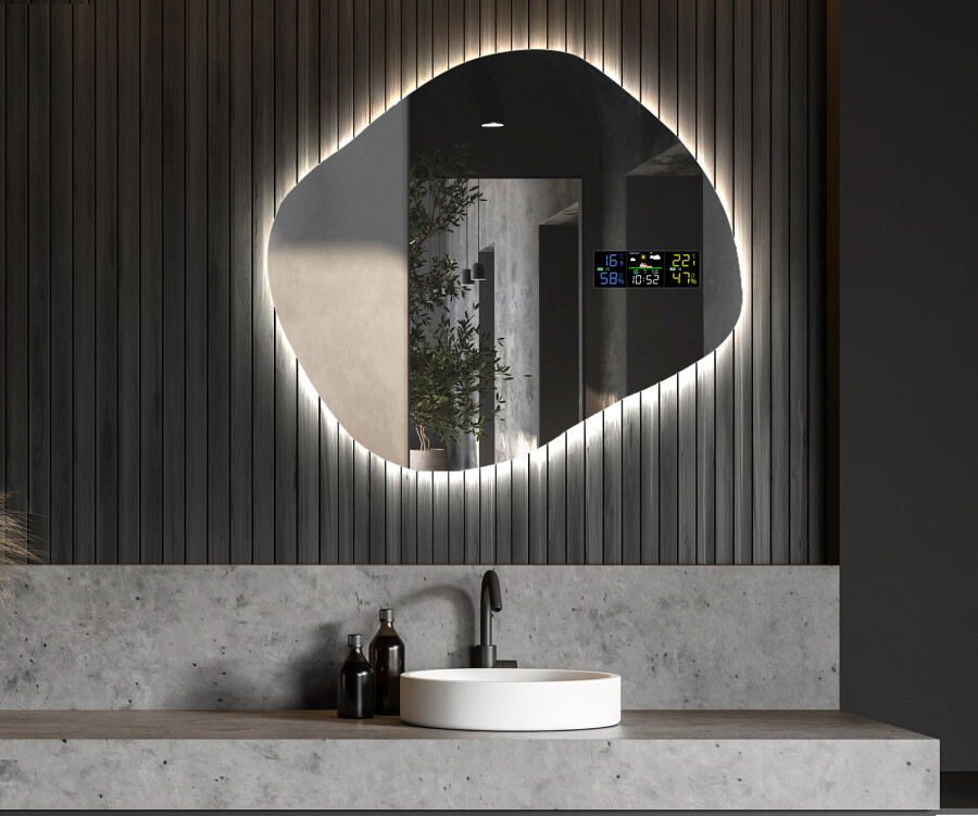 Artforma - Specchio da bagno LED di forma irregolare R221