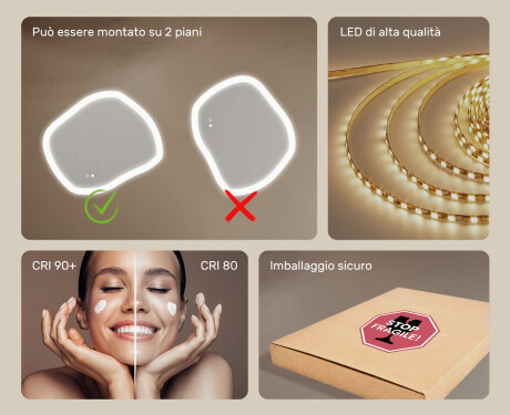 Specchio da bagno con illuminazione, doppia tonalità, interruttore touch, tappetino riscaldante #6