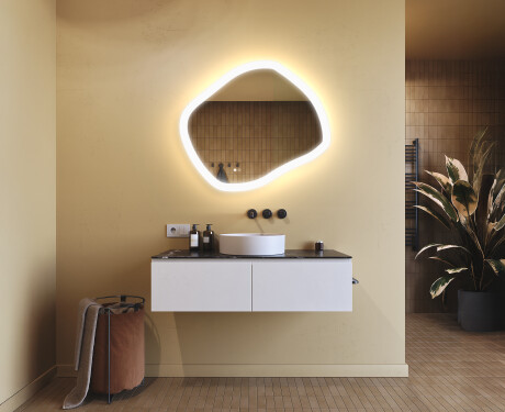 Specchio da bagno con illuminazione, doppia tonalità, interruttore touch, tappetino riscaldante #9