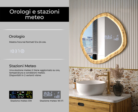 Specchio decorativo in una cornice di rovere con illuminazione LED #6