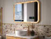 Specchio arrotondato in una cornice di rovere con illuminazione LED #9