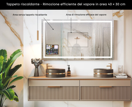 Specchio da bagno LED rettangolare intelligente con cornice iPad Displine L15 Apple #7