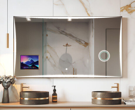 Specchio rettangolare Smart LED Apple con cornice Displine L77