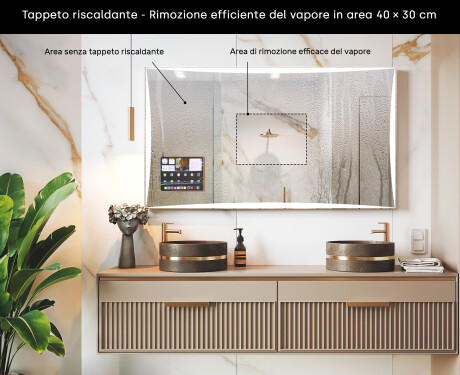 Specchio rettangolare Smart LED Apple con cornice Displine L77 #7