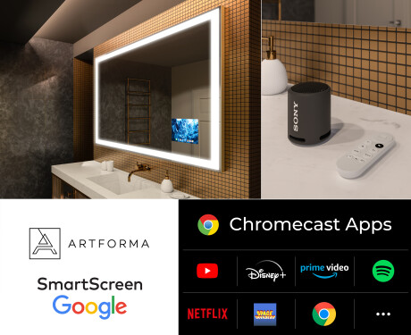 SMART Rettangolare Specchio Bagno LED L01 Serie Google #4