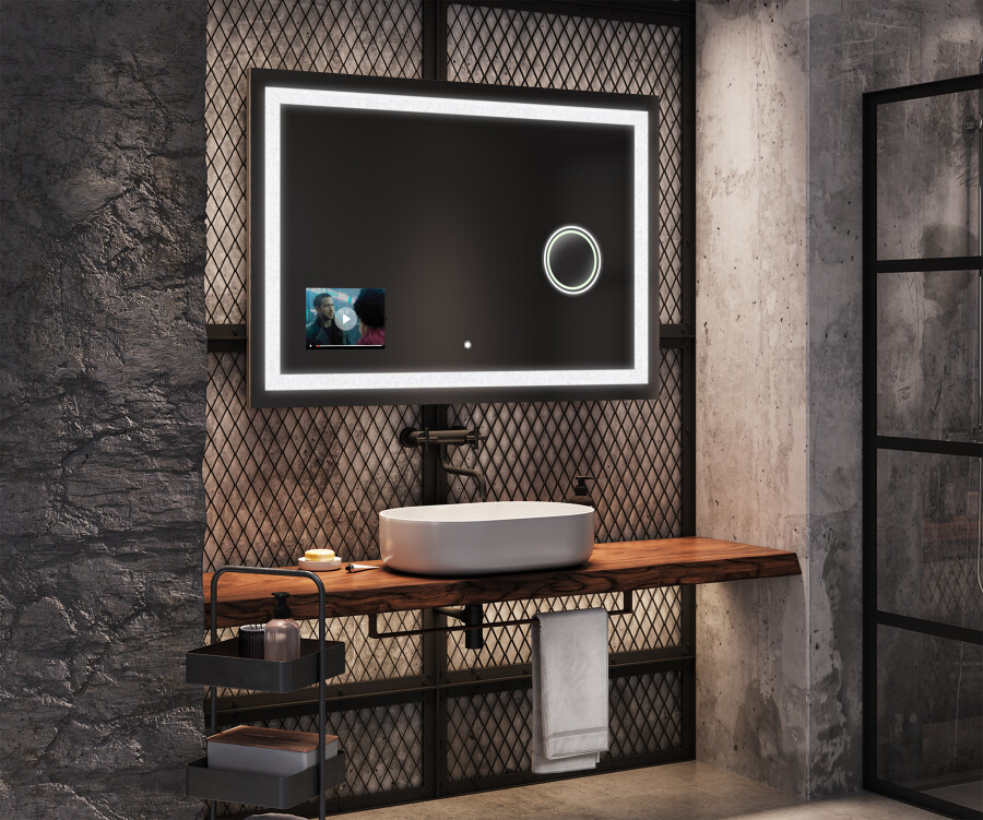 Kiamami Valentina Specchio LED Bagno Reversibile 70x120 Cm - Touch Screen, Retroilluminato 4200°K, IP44, Made In Italy