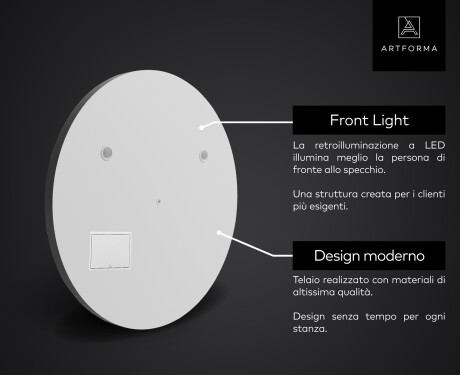 Specchio tondo retroilluminato LED SMART L114 Apple #2