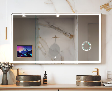 Specchio LED Moderno Arrotondato con cornice iPad Displine L146