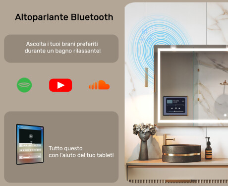 Specchio LED Moderno Arrotondato con cornice iPad Displine L146 #4