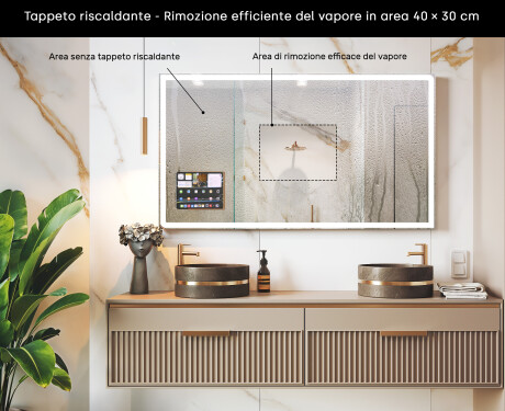 Specchio LED Moderno Arrotondato con cornice iPad Displine L146 #7