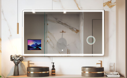 Specchio LED Moderno Arrotondato con cornice iPad Displine L146