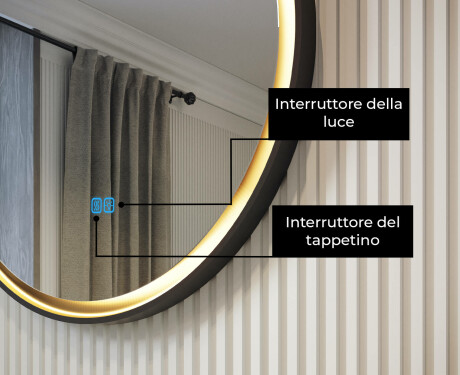 Specchio rotondo con cornice in metallo e illuminazione LED #4