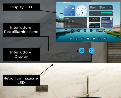Specchio da Bagno LED Intelligente Arrotondato SmartScreen 21,5” #2