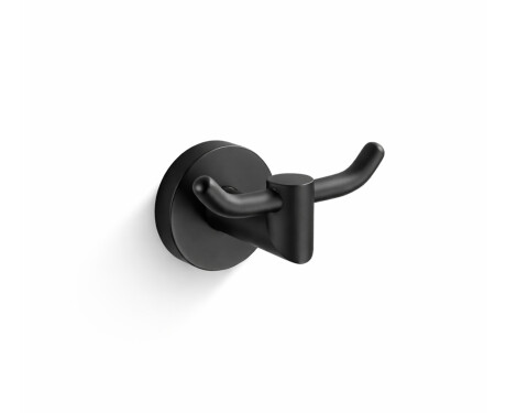 CLASSIC - Gancio doppio per asciugamani / nero opaco