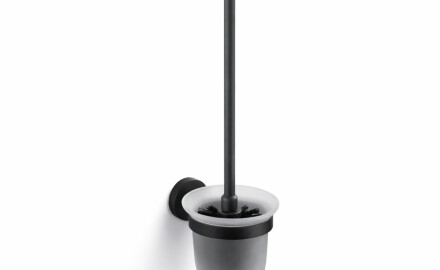 CLASSIC - Spazzola per WC da appendere / vetro opaco / nero opaco