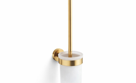 CLASSIC - Spazzola per WC da appendere / contenitore in vetro opaco / dorato lucido