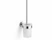 CLASSIC - Spazzola per WC da appendere / contenitore in vetro opaco / cromato