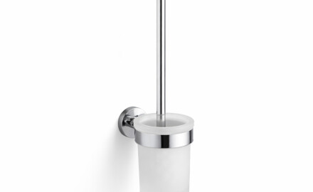 CLASSIC - Spazzola per WC da appendere / contenitore in vetro opaco / cromato