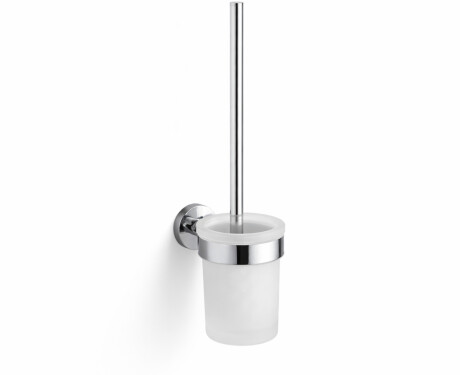 CLASSIC - Spazzola per WC da appendere / contenitore in vetro opaco / cromato