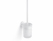 CLASSIC - Spazzola per WC da appendere / contenitore in vetro opaco / bianco opaco