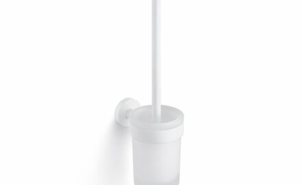 CLASSIC - Spazzola per WC da appendere / contenitore in vetro opaco / bianco opaco