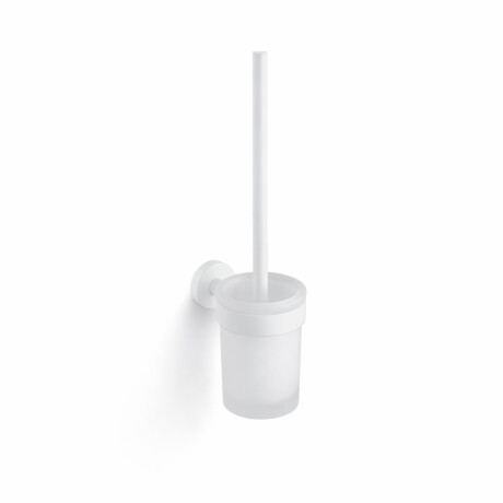 CLASSIC - Spazzola per WC da appendere / contenitore in vetro opaco / bianco opaco #1