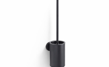 CLASSIC - Spazzola per WC bassa da appendere / contenitore in metallo, ricambio in plastica / nero opaco