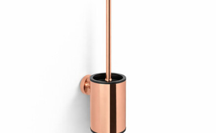 CLASSIC - Spazzola per WC bassa da appendere / contenitore in metallo, ricambio in plastica / rosa dorato lucido