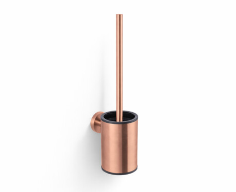 CLASSIC - Spazzolone da WC basso da appendere / contenitore in metallo, ricambio in plastica / rosa dorato spazzolato