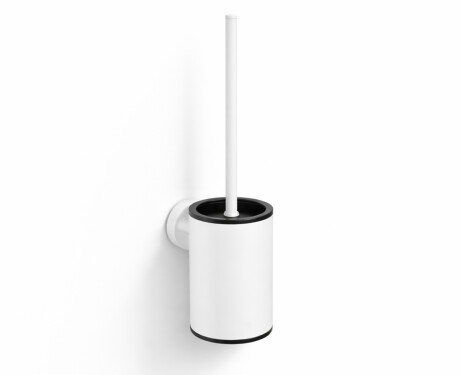 CLASSIC - Spazzola per WC bassa da appendere / contenitore in metallo, ricambio in plastica / bianco opaco