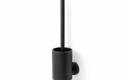 CLASSIC - Spazzola per WC bassa da appendere / contenitore in metallo, testina in silicone / nero opaco