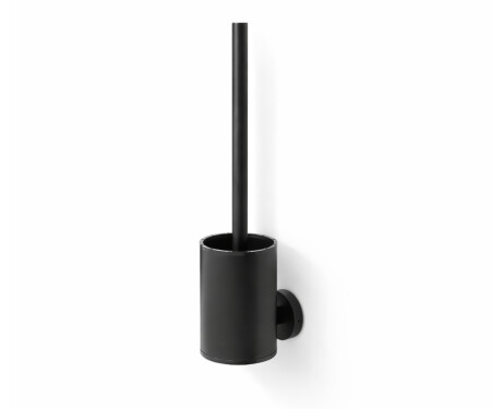 CLASSIC - Spazzola per WC bassa da appendere / contenitore in metallo, testina in silicone / nero opaco