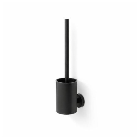 CLASSIC - Spazzola per WC bassa da appendere / contenitore in metallo, testina in silicone / nero opaco #1