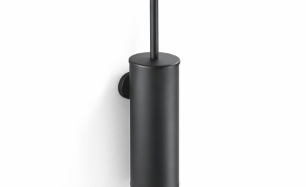 CLASSIC - Spazzola per WC alta da appendere / contenitore in metallo, ricambio in plastica / nero opaco