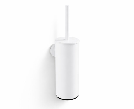 CLASSIC - Spazzola per WC alta da appendere / contenitore in metallo, ricambio in plastica / bianco opaco