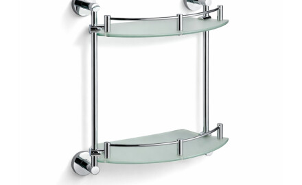 CLASSIC - Mensola semicircolare doppia / cromo, vetro opaco
