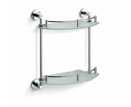 CLASSIC - Mensola semicircolare doppia / cromo, vetro opaco