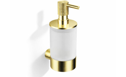 MEGAN - Dosatore per sapone liquido / oro champagne spazzolato, vetro opaco