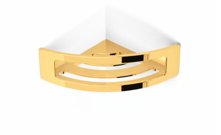 Cestino - ripiano angolare 16x16x8 / dorato lucido