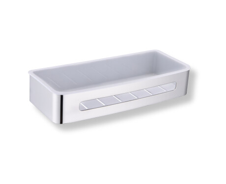 Cestino 29x12x5,5 / acciaio lucido / inserto in plastica bianca