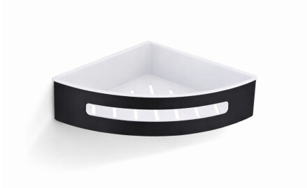 Cestino angolare 20,5x20,5x5,5 / nero opaco / inserto in plastica bianco
