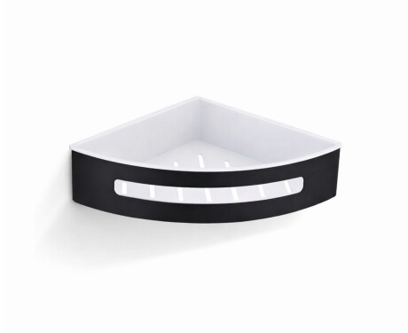 Cestino angolare 20,5x20,5x5,5 / nero opaco / inserto in plastica bianco