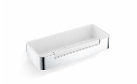 Cestino 29x12x5,5 con cordoncino / acciaio lucido / inserto in plastica bianca