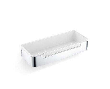Cestino 29x12x5,5 con cordoncino / acciaio lucido / inserto in plastica bianca