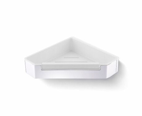 Cestino angolare 22x22x5,5 con cordoncino / acciaio lucido / inserto in plastica bianca