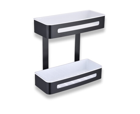 Cestino doppio / nero opaco / cestelli in plastica bianchi
