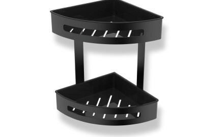 Cestino doppio angolare / nero opaco / inserti in plastica neri