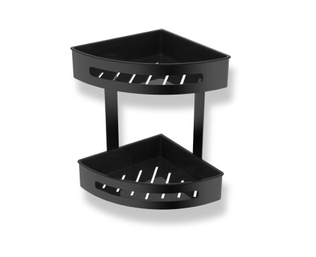 Cestino doppio angolare / nero opaco / inserti in plastica neri