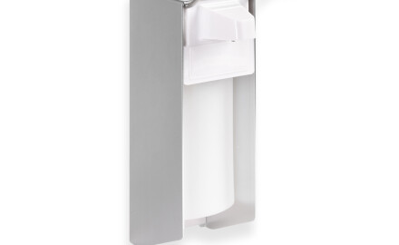 Dosatore per liquido disinfettante da 0,5 L con pulsante azionabile con il gomito / Alluminio opaco
