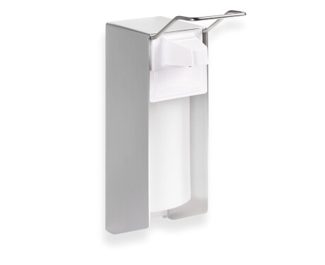 Dosatore per liquido disinfettante da 0,5 L con pulsante azionabile con il gomito / Alluminio opaco